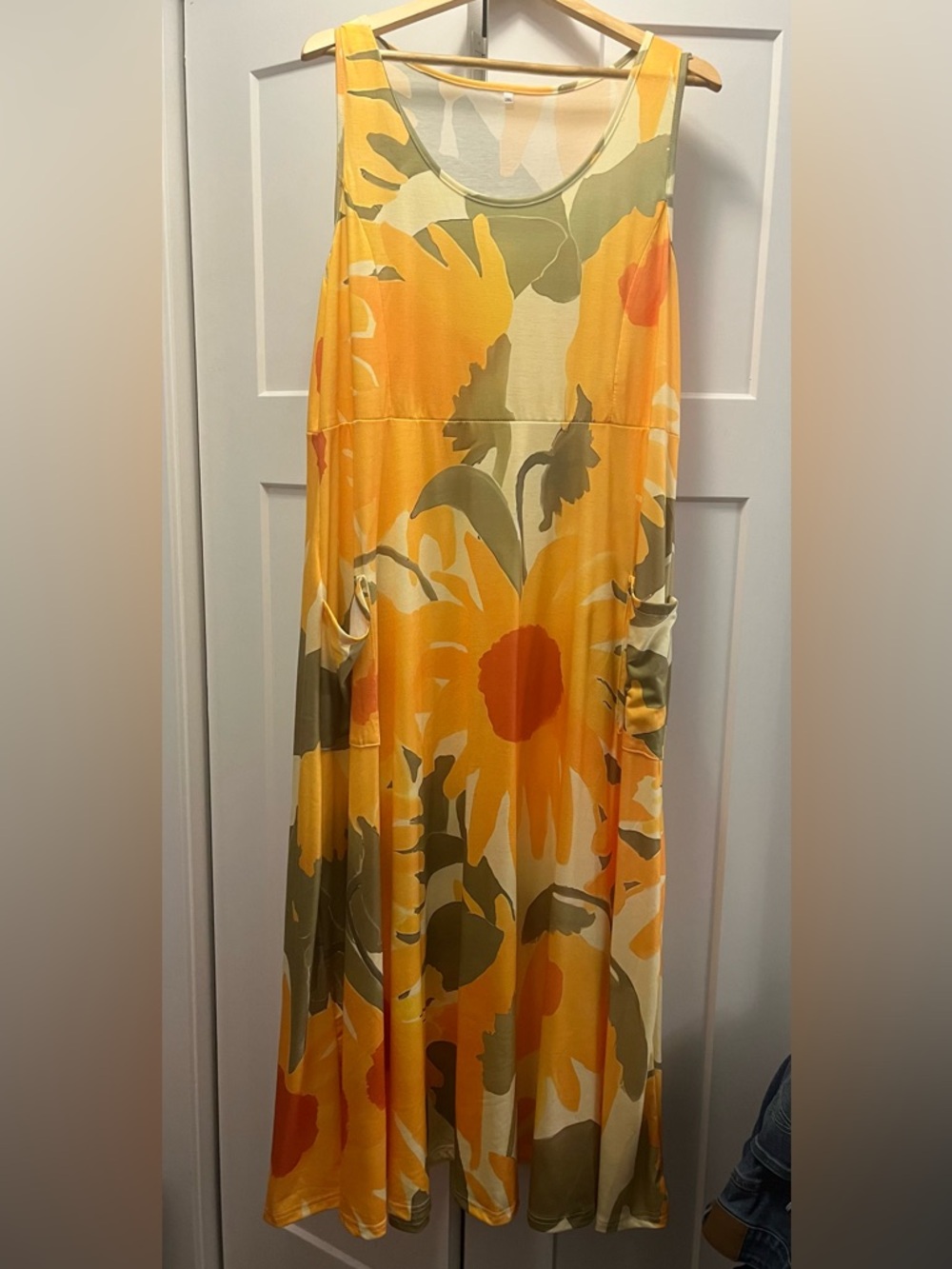 Bold Yellow Floral Maxi Dress-2X NWOTs.